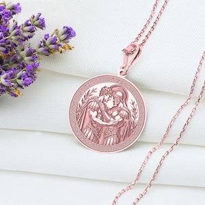 Achilles and Patroclus pendant necklace featuring classical mythological relief artwork