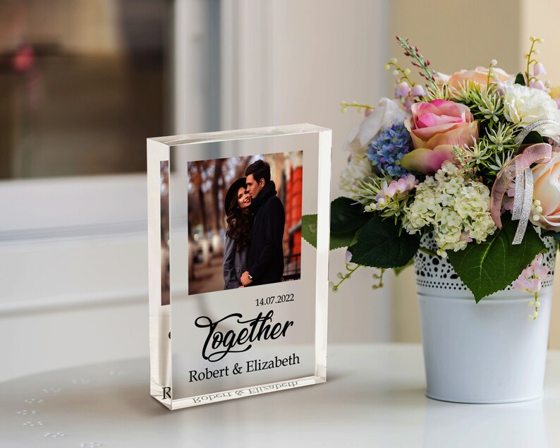 Personalized Engagement Photo Block, Engagement Picture Frame, Newly