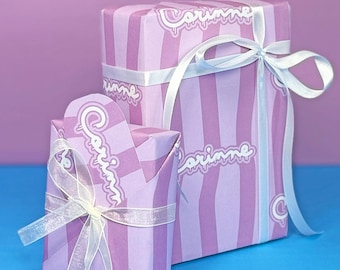 Personalisierte Geburtstag Geschenkverpackung | Pinkes Geschenkpapier mit wellenförmigen Linien