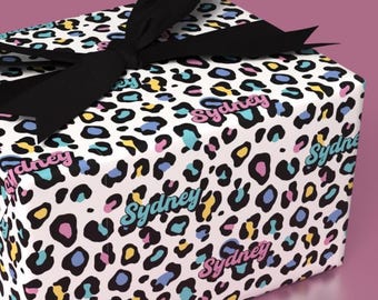 Geschenkpapier mit Leopardenmuster | Benutzerdefinierte Namen Geschenkverpackung