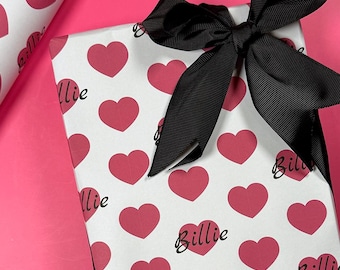Personalisierte Herzen Valentinstag Geschenkverpackung | Romantisches Geschenkpapier mit individuellem Namen
