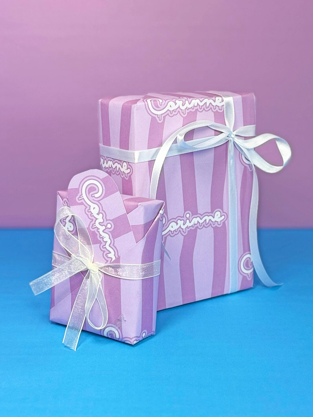 Personalized Birthday Gift Wrap | Pink Taffy Wavy Lines Wrapping Paper ...