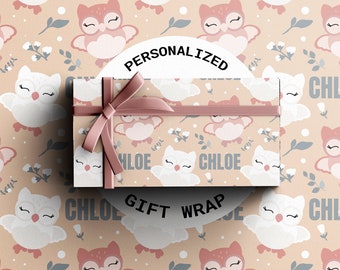 Personalized Owl Wrapping Paper | Unique Gift Wrap for Kids | Custom Name on Gifts | Pink Owl Gift Paper | Owl Birthday Party Decorations