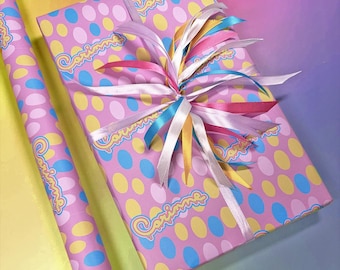 Personalisierte Geburtstag Geschenkverpackung | Geschenkpapier mit rosa Pünktchen