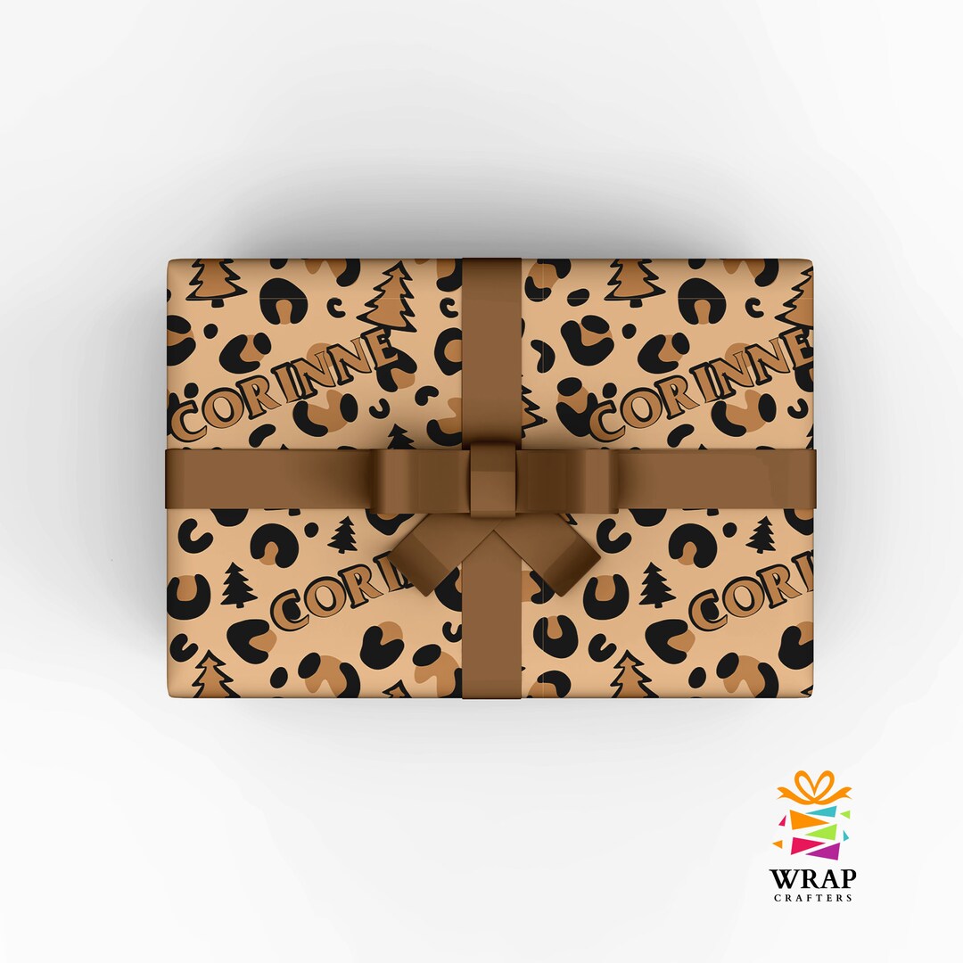 Personalized Leopard Print Gift Wrap | Custom Name Christmas Wrapping Paper | Birthday Gift Wrap ...