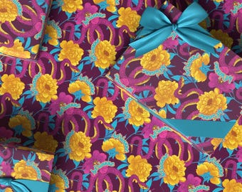 Personalisiertes Geburtstagspapier für Sie | Serpent Bloom Blumengeschenkverpackung mit individuellem Namen