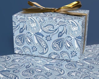 Personalisiertes blaues Geschenkpapier | Benutzerdefinierte Namen Geschenkverpackung für alle Anlässe