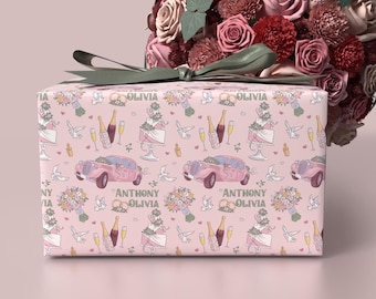 Personalisierte Hochzeitsgeschenkpapier für Paare | Elegantes Geschenkpapier zum Jahrestag