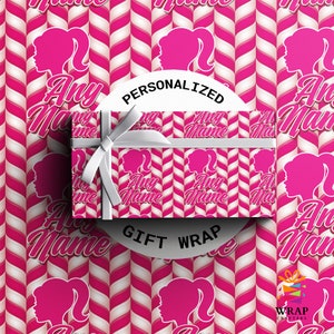 Custom Name Barbie Wrapping Paper | Gifts for Kids | Pink Presents Wrapping Paper | Pink Birthday Gift Wrap | Personalized Present for Teens