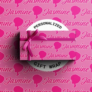 Personalisierte schwarze Barbie Geschenkpapier | Geschenk für Mädchen | Niedliches Geschenkpapier | Name auf Geburtstag Geschenkpapier | Geschenke für Teenager