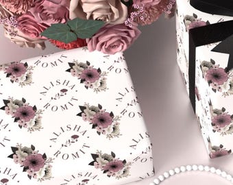 Personalisierte Blumengeschenkverpackung für Paare | Geschenkpapier für Braut und Bräutigam