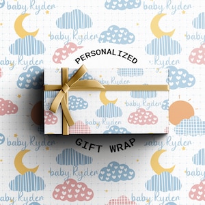 Carta da regalo personalizzata con nuvole / Carta da regalo unica per neonati / Nome personalizzato sui regali / Carta regalo di lusso / Decorazione per baby shower di benvenuto
