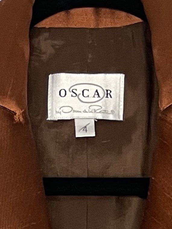 Stunning 90s Oscar de la Renta silk copper blazer - image 8