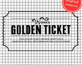 Goldene Eintrittskarte (SVG, PNG), Charlie-Film, Cricut-Silhouette