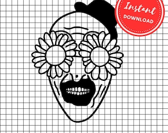 Konst clown svg png skräckclown clipart cricut cut
