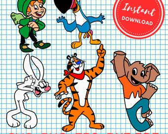 Bundle cereal character svg png breakfast cereal cricut