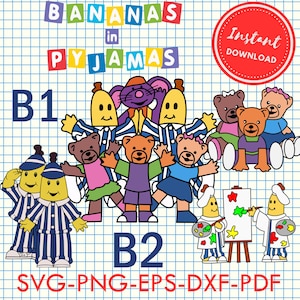 Bundle Bananes en pyjama svg png B1 B2 cricut