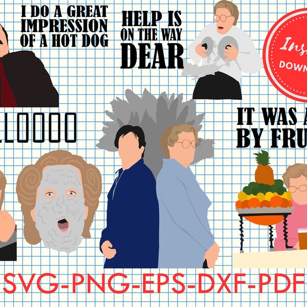 Bundle Mrs. Doubtfire movie svg png help is on the way dear clipart