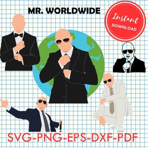 Bundle Pitbull eras svg png latinsk sångare cricut klippning