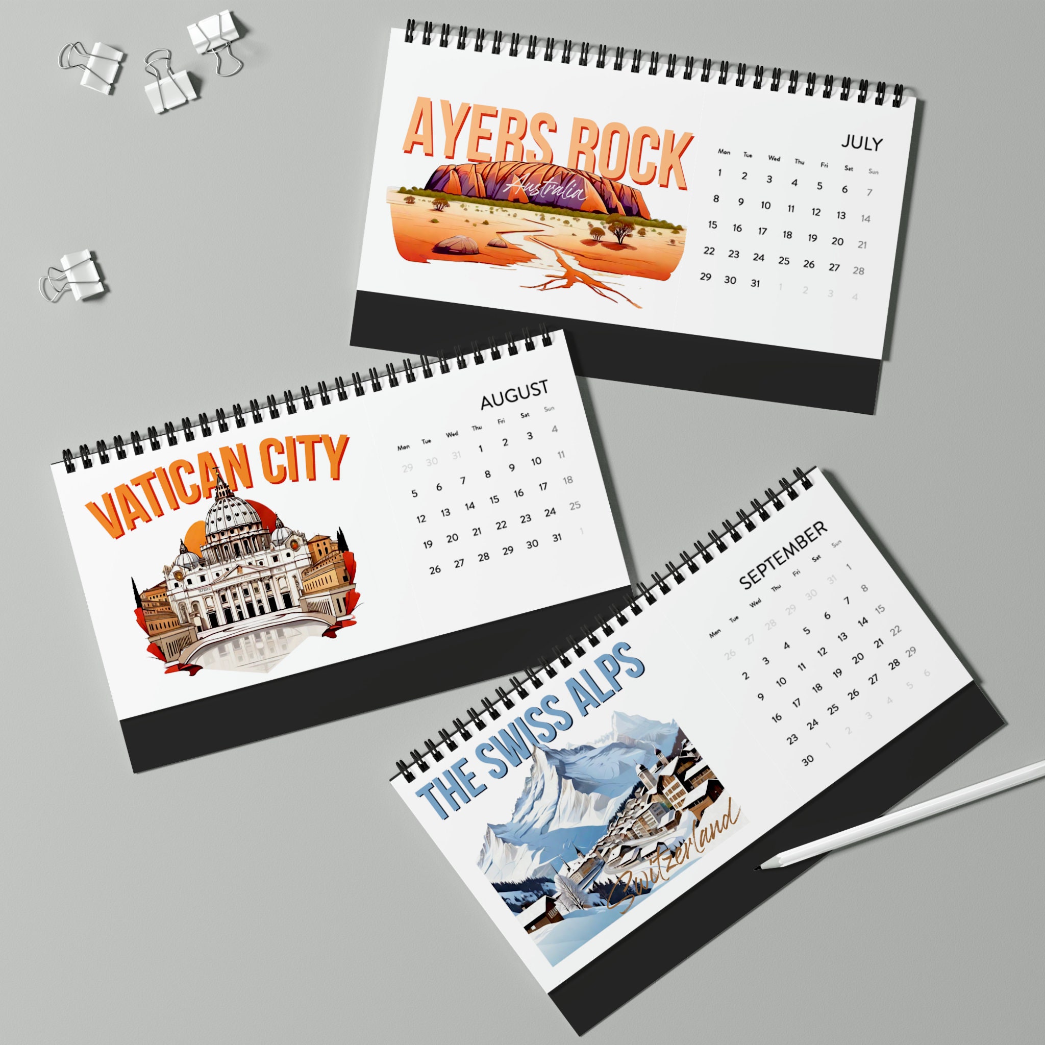 Personalised Photo Desk Calendar (2024 grid) Custom Calendar sold by