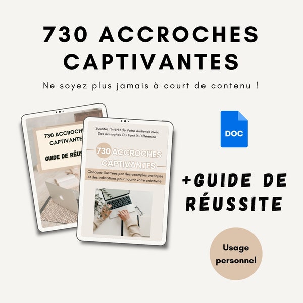 730 accroches de contenu captivantes pour réseaux sociaux en français, création de contenu, Instagram, TikTok, Facebook, guide de réussite