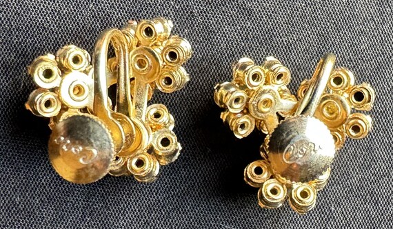 Vintage Coro rhinestone and faux pearl earrings, … - image 3