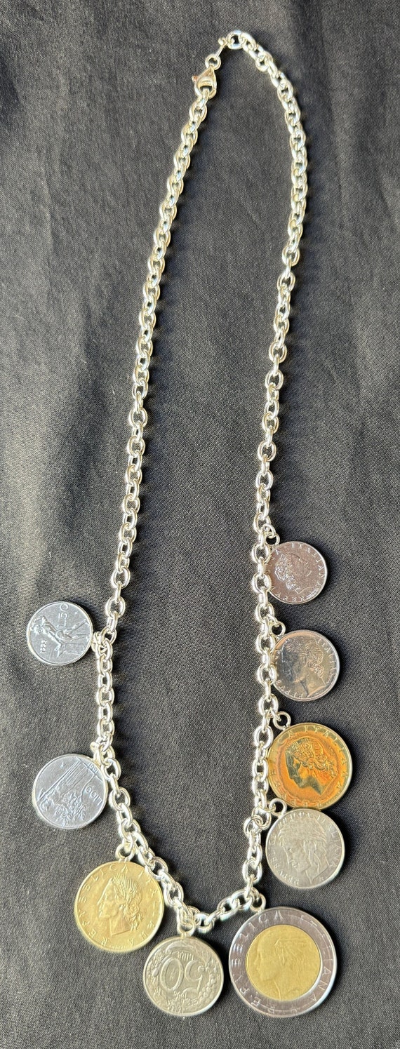 Vintage Milor 925 Sterling silver, Lira Coin Neckl