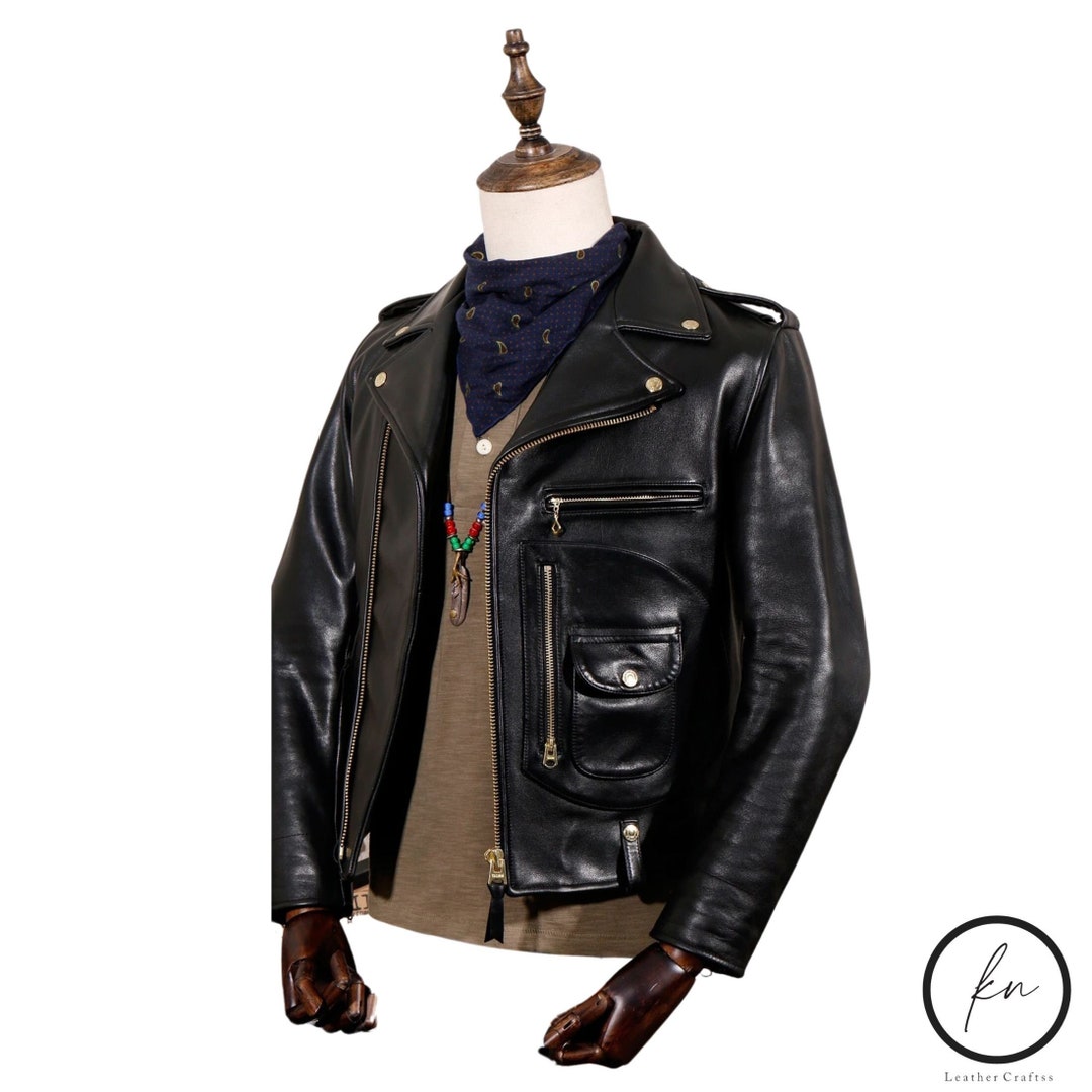 Motorcycle Jacket Black Leather Jacket Slim Fit Jacket Bikers Jacket