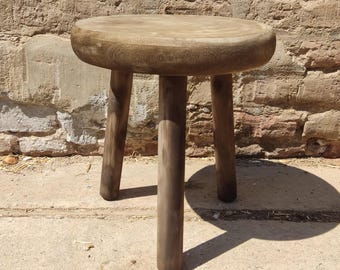 Hocker Silvana mit drei Beinen zum Schrauben Holz Palownia braun Natur