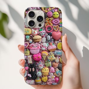 Decoden Phone Case – 3D Kawaii Sweets, Candy & Cute Charms Collage – for iPhone 11–16 und Galaxy S21–S24 – Pastel Y2K Aesthetic