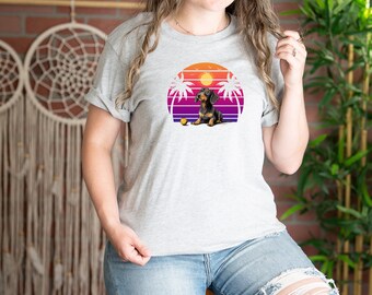 Sunset Dachshund Unisex T-shirt, Doxie Apparel, Dachshund Style Mama Gift Shirt, Wiener Dog Tee, Dog Sunset Graphic Shirt for Dach Lover Top