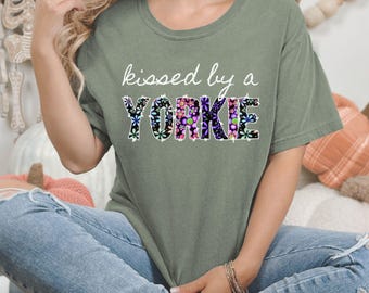 Kissed By A Yorkie Comfort Colors® T-Shirt, Daisy Yorkie Shirt, Yorkie Mom Shirt, Yorkie Lover Gift, Yorkshire Terrier Tee Dog Owner Apparel
