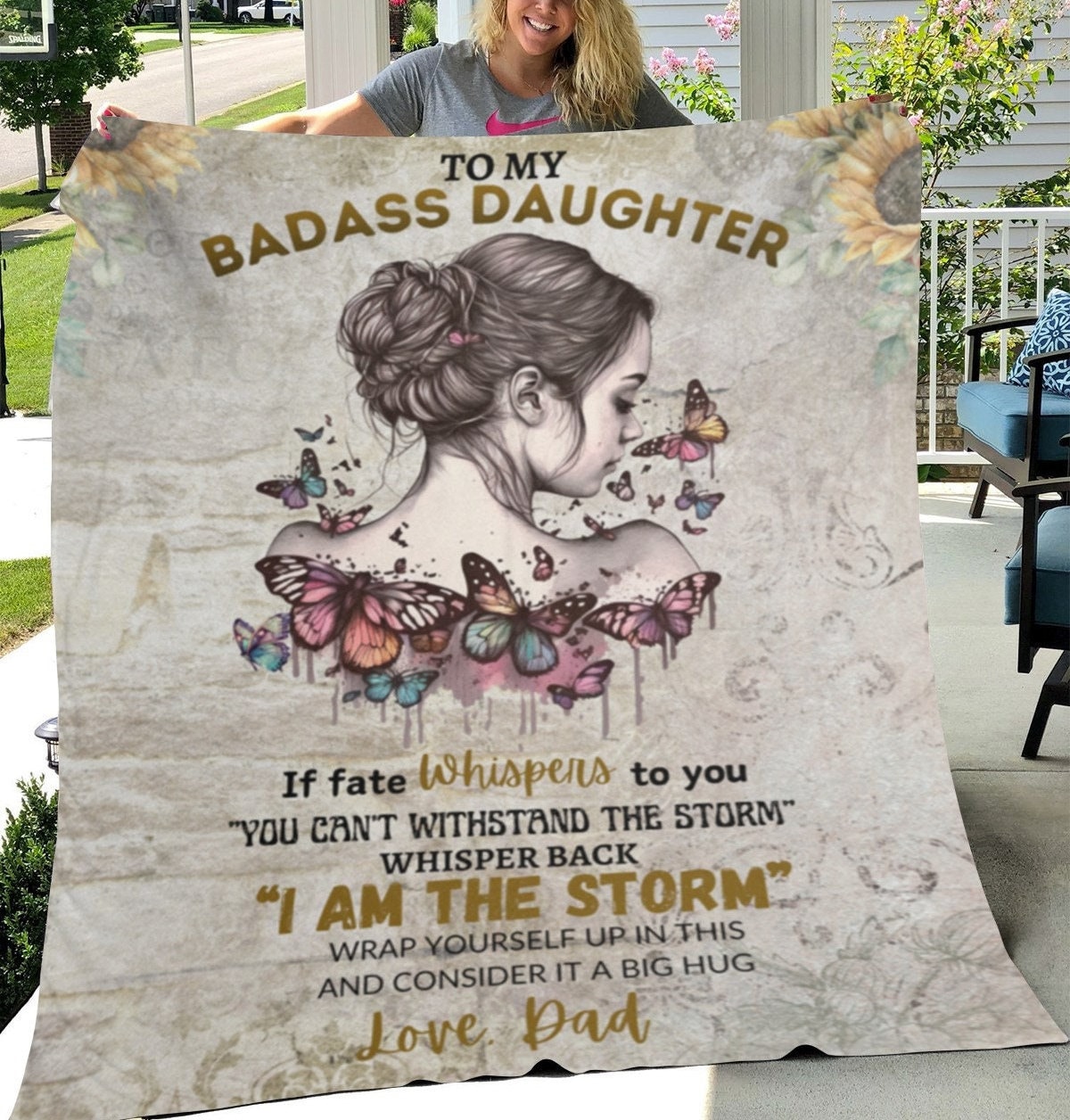 To My Badass Daughter Blanket Love Dad Daughter From Dad Daughter Gift Blanket Soft Blanket to Daughter Inspirational Daughter Blanket Etsy Canada