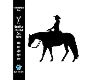 Western Pleasure Horse & Rider Silhouette Svg, Jpg, Png, Eps, Dxf, For Cricut Cutting, Sublimation and Laser Engraving. (Digital Download)