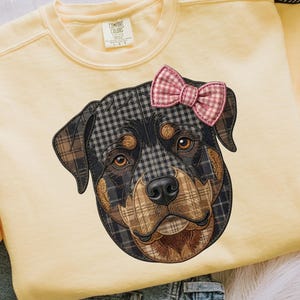 Rottweiler en patchwork PNG | Appliqué faux matelassé Rottie | Chien en patchwork, sublimation PNG et DTF (téléchargement numérique)