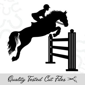 Pferd springend svg, Reiter svg, Springpferd svg, Jpg, Png, Eps, Dxf Digital Download, Pferde springen Zaun svg, Laser-Gravur und Cricut