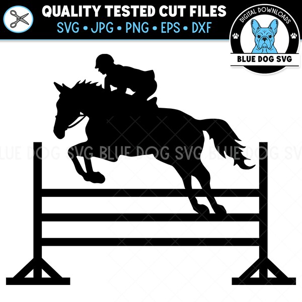 Horse Jumping Fence SVG, Equestrian SVG Horse and Rider, Horse Silhouette, Show Jumper SVG, Hunter Horse jpg, png, eps, dxf Digital Download