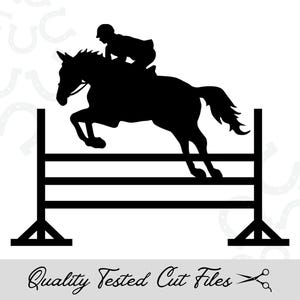 Pferd springender Zaun SVG, Pferdesilhouette, Jägerpferd jpg, png, eps, dxf digitaler Download, Dateien für Cricut Schneiden und Lasergravur.
