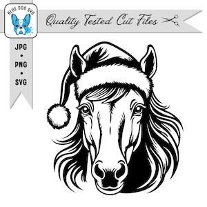 Weihnachtspferd Weihnachtsmütze SVG, JPG, PNG: Cricut, Lasergravur, Sublimation (Digitaler Download)