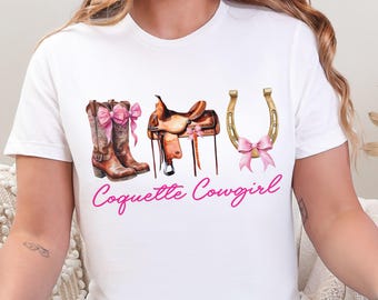 Kokette Cowgirl PNG: Aquarell Westernstiefel, Sattel & Hufeisen Sublimation (Digitaler Download)