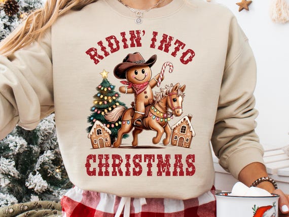 Gingerbread Cowboy Christmas PNG: Western Holiday Sublimation (Digital Download)
