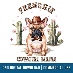Frenchie Mama PNG, Französische Bulldogge Mama Png, Französische Bulldogge aus Rindsleder Png, Western Frenchie Png, Frenchie Png, digitaler Download zur Sublimation