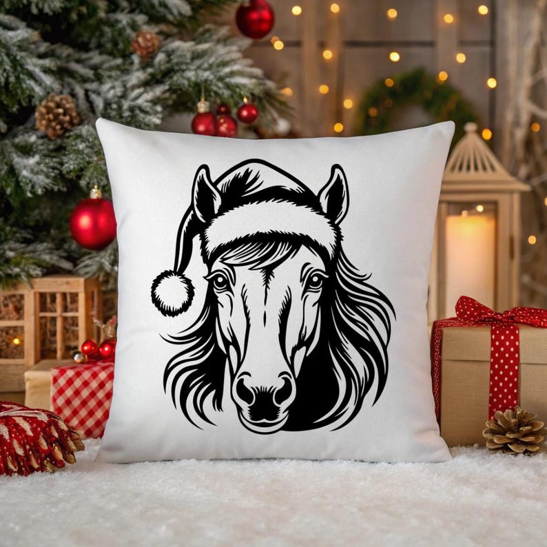Christmas Horse Santa Hat SVG, JPG, PNG: Cricut, Laser Engraving ...