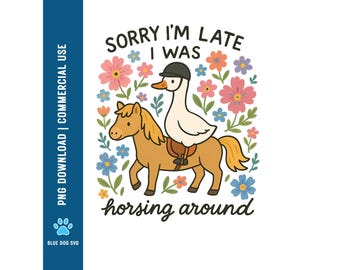 Funny Goose Equestrian PNG: Retro Horse Graphic Tee Design (Digital Download)