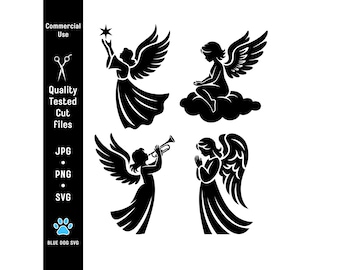 Engel Clipart SVG Bundle: Weihnachten, Schutzengel Designs (Digitaler Download)