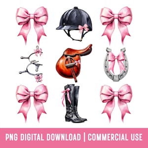 Kokette Pferd Png, Reiter Bogen Png, Pferde Kokette Bogen Png, Pferd rosa Schleife Png, Jäger-Jumper Png, digitaler Download zur Sublimation