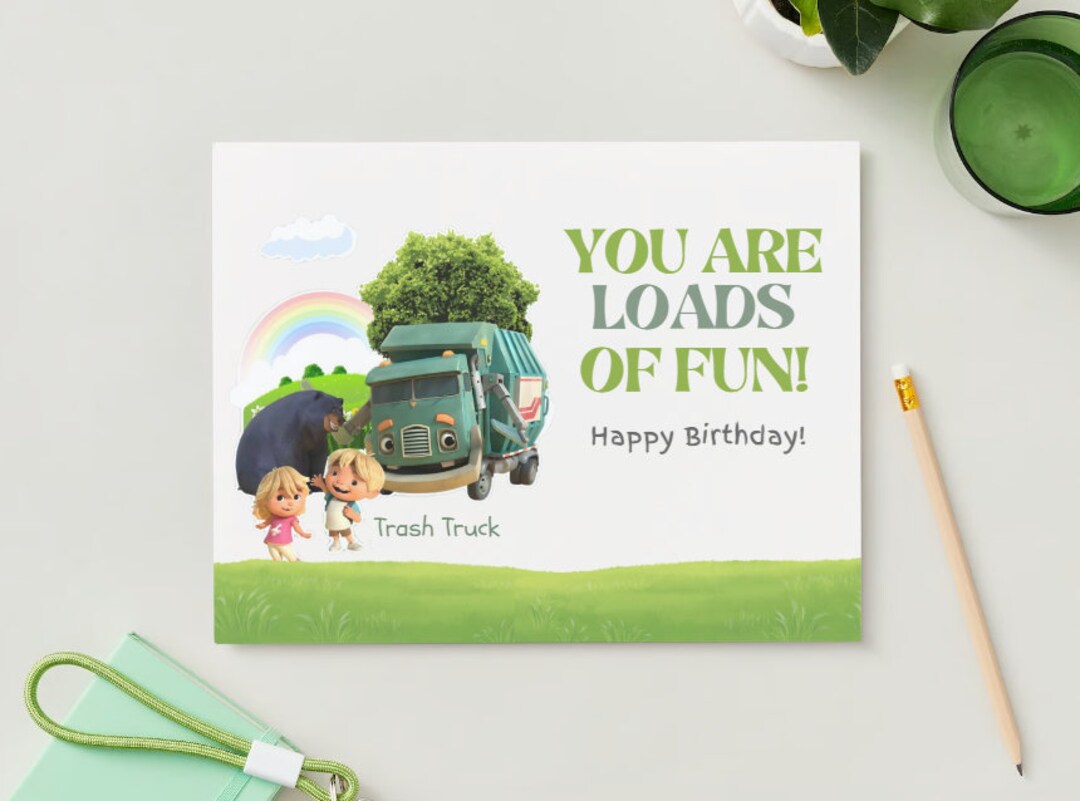 Trash Truck Birthday, Greeting, Card for That Special Occasion ...