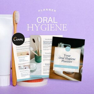 Mundhygiene-Planer Template - 17 Seiten für eine Zahnarztpraxis | Lustige Herausforderungen, Affirmationen & Tipps | Anpassbar in der kostenlosen Canva-Version