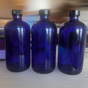 16 oz cobalt blue Boston round glass bottles with caps