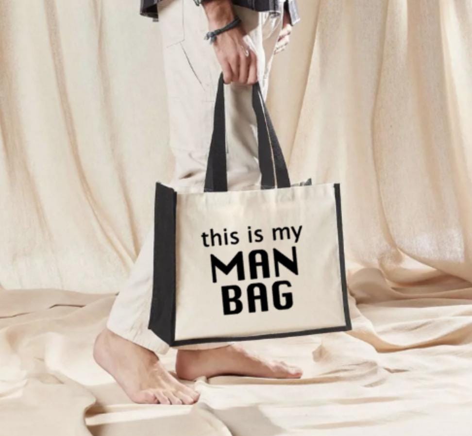 Man Bag Canvas Tote, Funny Dad Gift